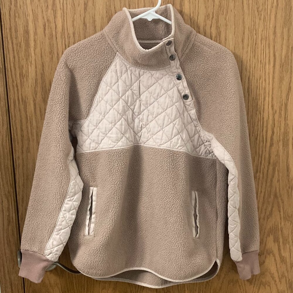 Abercrombie & Fitch Asymmetrical Snap-up Blush Pink Fleece Sweatshirt - S